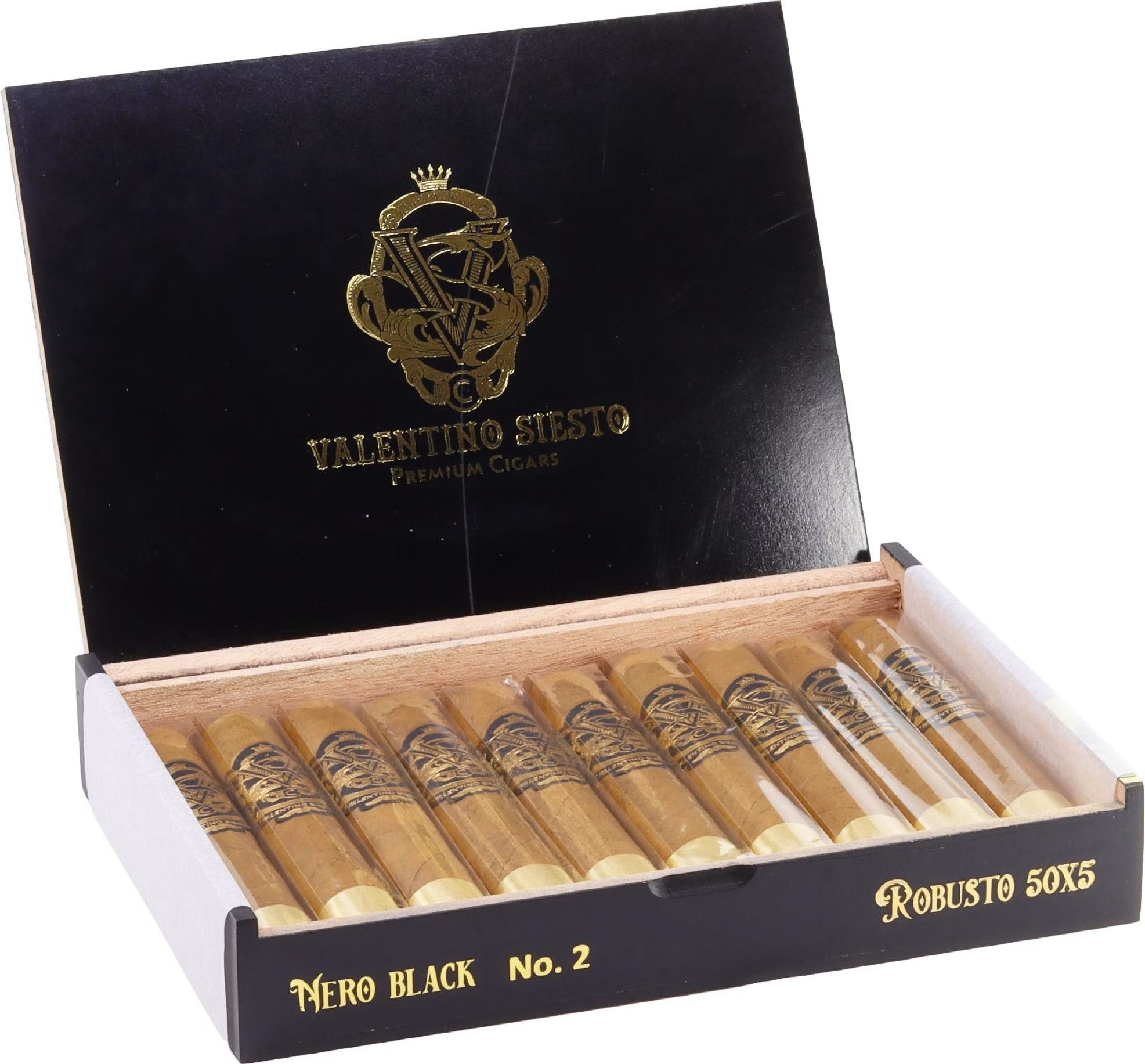 Valentino Siesto Nero Black No. 2 Connecticut Robusto Box (10)