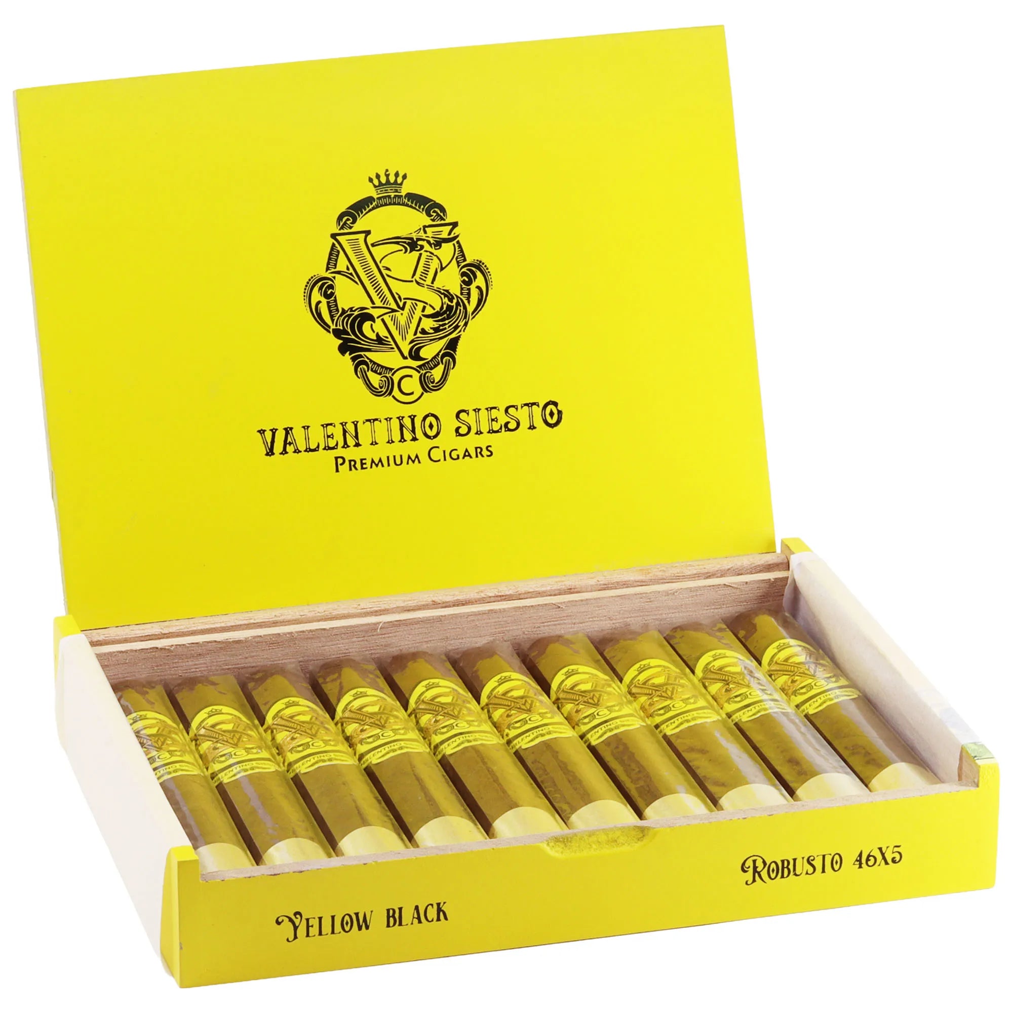 Valentino Siesto Yellow Black Sun Grown Toro box 10 cigars
